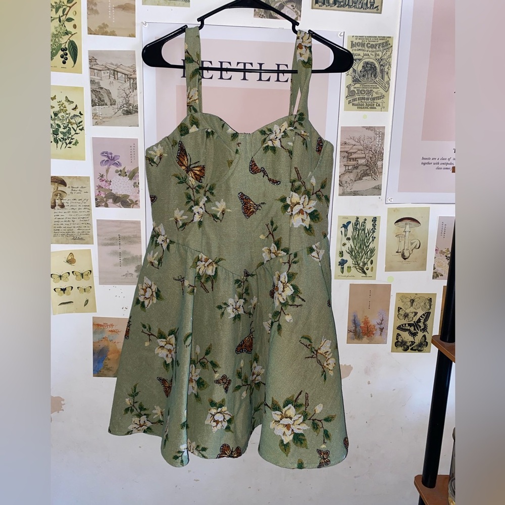 Green Corduroy Butterly Dress